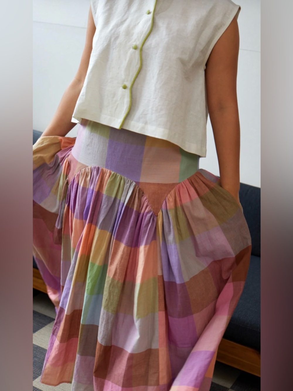 Rujuta Sheth LEILA SKIRT in MERIDA CHEX size XL